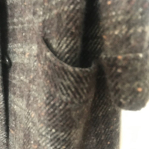 Wool coat with natural fur handmade collar like new, multicolor