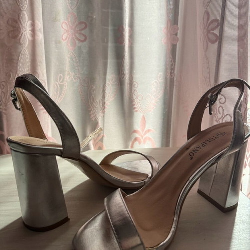 Silver sandals like new, size 37, 9 cm heel