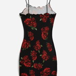 Shein dress XS black with red roses new