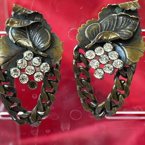 Bronze earrings used with leaves and vintage clips