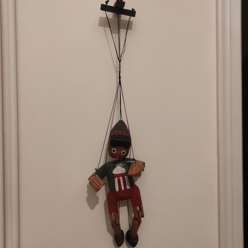 Pinocchio wooden handmade marionette 1970s like new, 30cm height