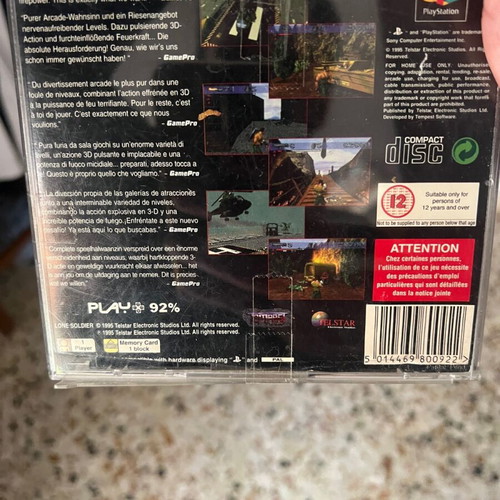 Lone Soldier PlayStation (PS1) used without manual, broken case