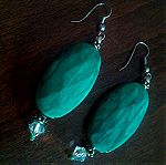  Κρεμαστά πράσινα ακρυλικά σκουλαρίκια, εφέ pavillion μαλαχίτη (Φο μπιζού, faux bijoux)
