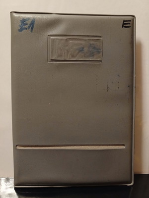 Vintage κασετίνα με 2 τράπουλες για Μπριτζ, γκρι δερματίνη