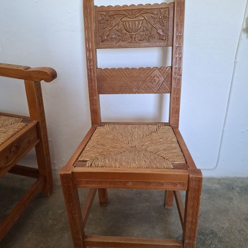 Wooden handmade carved seating set like new