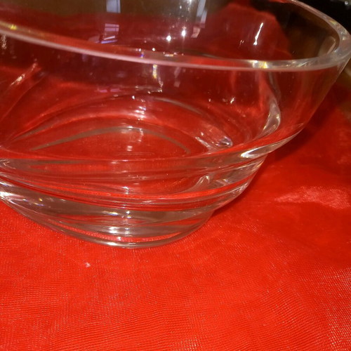 Decorative crystal fondue bowl used with small scratches