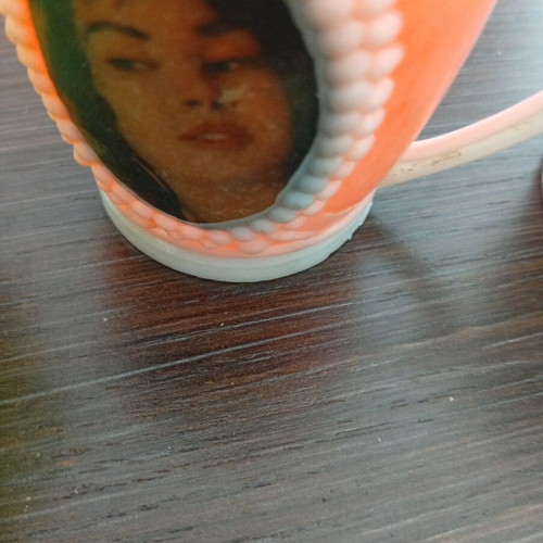 Plastic mugs with Aliki Vougiouklaki used, set of 4 from 1970s