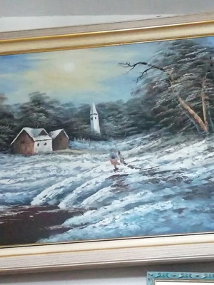 Oil painting by P. Stergiou new with frame 70x90