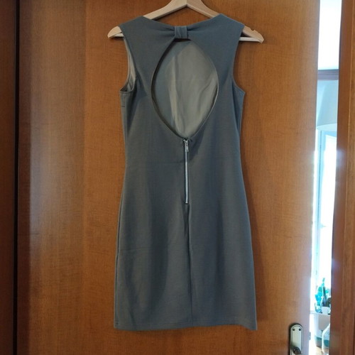 Anel women's mini dress with open back like new, gray and beige, size S