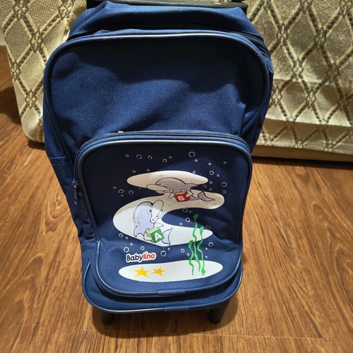 Babylino children's trolley bag used, blue with dolphins