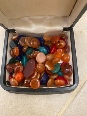 Semi-precious stones in box with variety, like new
