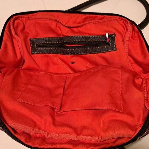 Hilfiger Denim tote shoulder bag, black and red