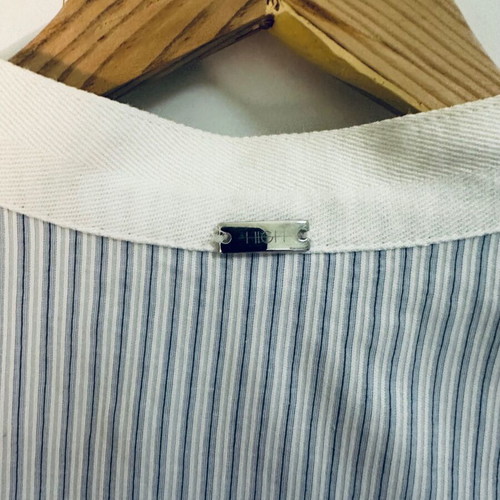 High by Claire Campbell striped ruffle shirt like new