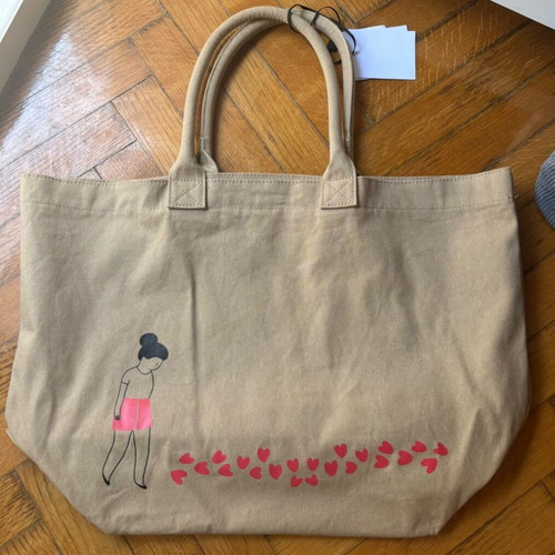 Marella large tote bag new, beige and red shoulder style