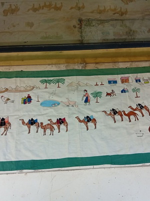 Handmade embroidered wall hanging used, folk art 145×65 cm