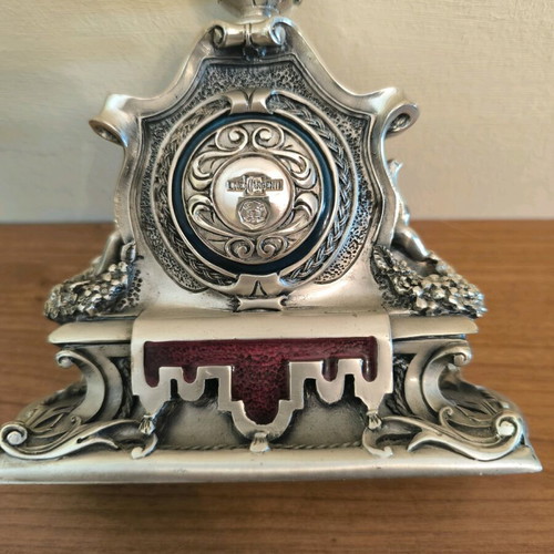 Vintage silver-plated Linea Argenti table clock with Quartz mechanism