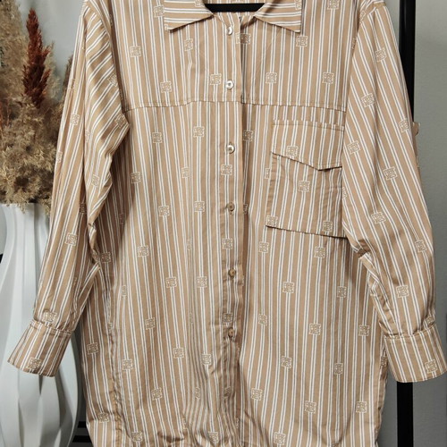 Arpyes vintage shirt beige camel with white stripes size S/M like new