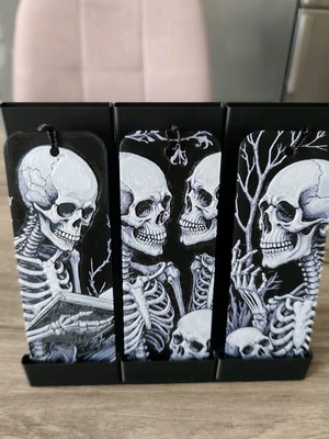 Set of 3 handmade bookmarks with skeletons, new