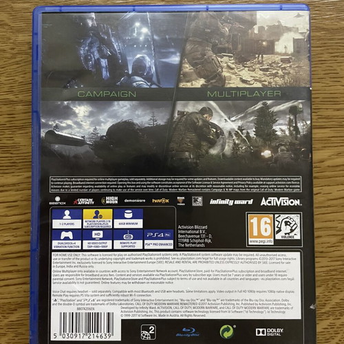Call of Duty Modern Warfare Remastered PS4 game