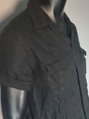 Zara Man black linen shirt, size Large