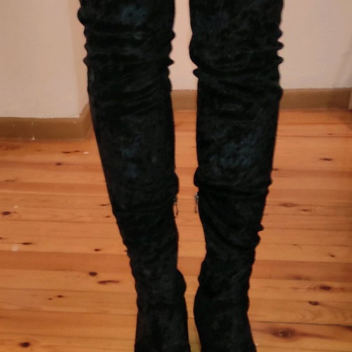 Black velvet over the knee boots Hot Kiss new, size 39