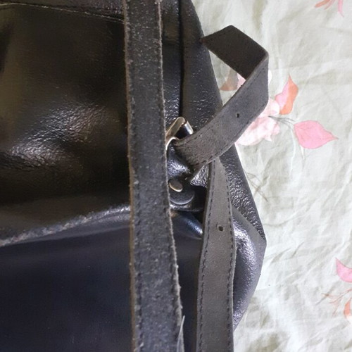 Leather backpack used, genuine leather, black