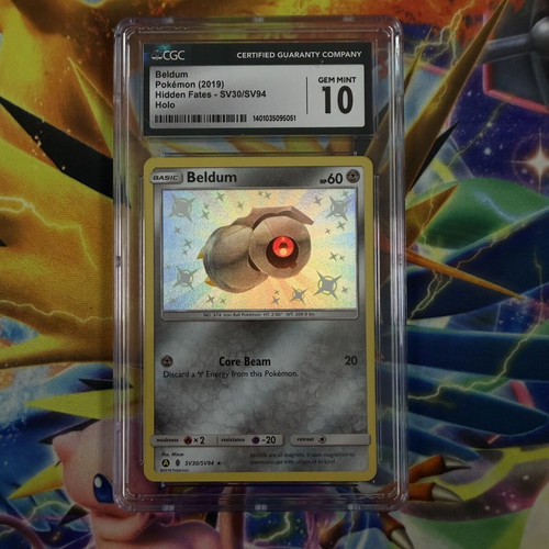 Beldum Hidden Fates Shiny Rare SV30/SV94 Graded CGC Gem Mint 10 Pokemon card