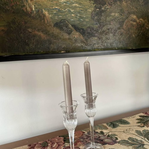Crystal candlesticks like new, set of 2, 20 cm height