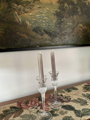 Crystal candlesticks like new, set of 2, 20 cm height
