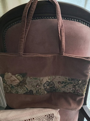 Lollipops vintage shoulder bag new in salmon corduroy fabric