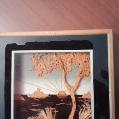 Vintage cork framed art set of 2 from 1984, like new