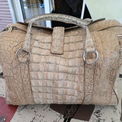 Ripani women's bag used, leather croco beige shoulder