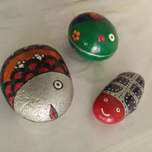 Set of 3 handmade painted stones new