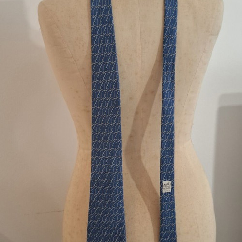 Hermes vintage silk blue tie