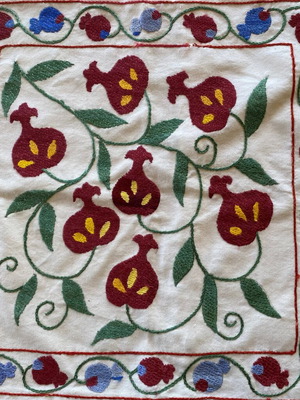 Handmade embroidered pillowcase like new with pomegranate design