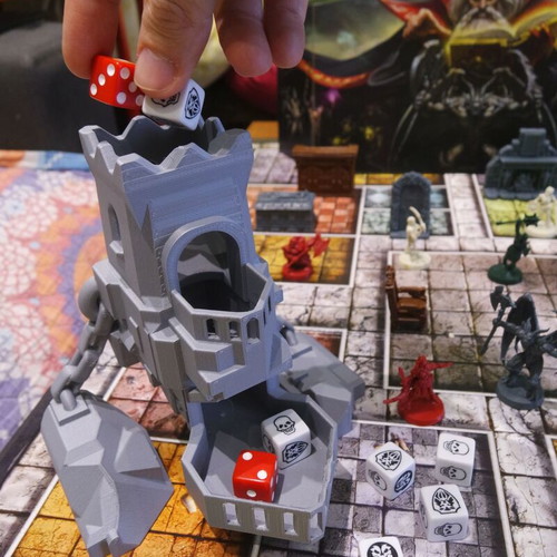 Floating Castle Dice Tower, 3D printed fantasy dice roller