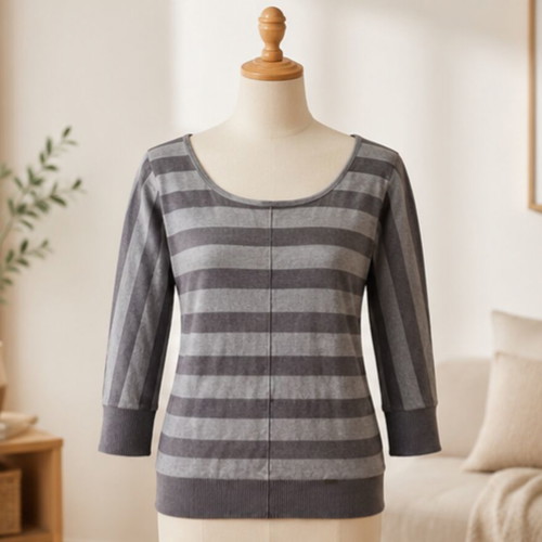 Guess cotton blouse L, beige and brown, 3/4 sleeves