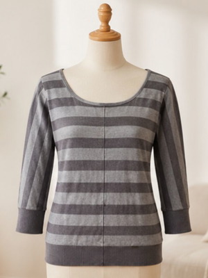 Guess cotton blouse L, beige and brown, 3/4 sleeves