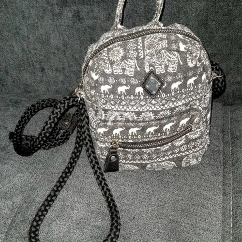 Claire's denim patterned backpack like new