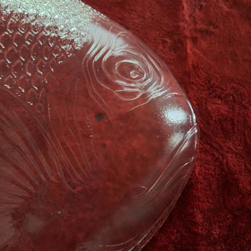Glass fish-shaped platter Arcoroс new, vintage