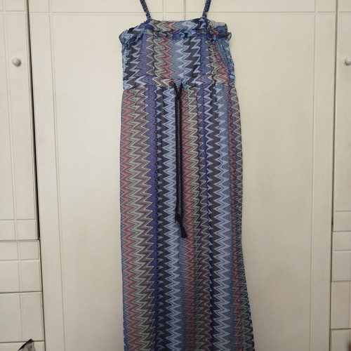 Blue women's dress zig-zag pattern size S/M like new