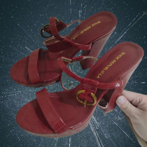 Shoesy red platform sandals, size 37