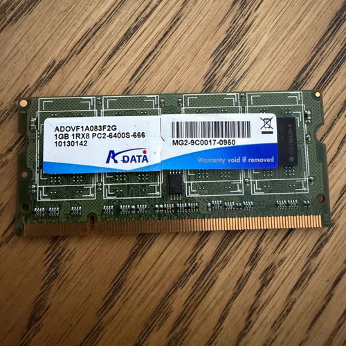ADATA laptop memory 1 GB used 1rx8 pc2 6400s