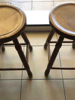 Wooden stools used, set of 2, low with wear