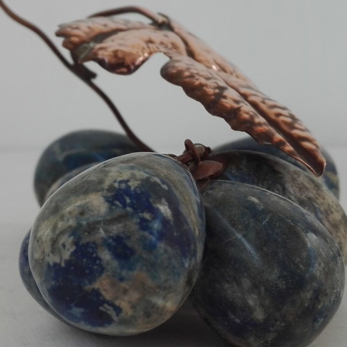 Vintage Lapis Lazuli grape decoration with copper leaves, 1970s, like new