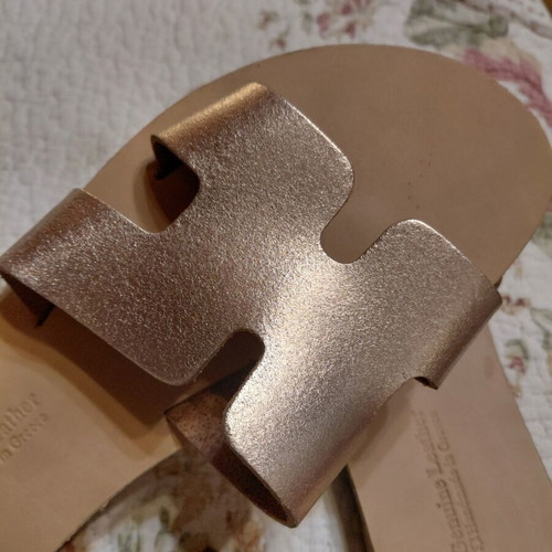 Handmade leather sandals rose gold size 38 like new