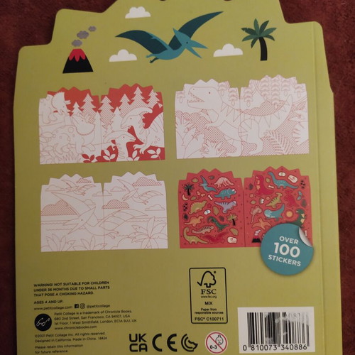 Dinosaurs Coloring Book with Stickers Petit Collage new