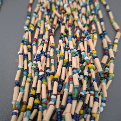 Ethnic necklace used, beige and blue
