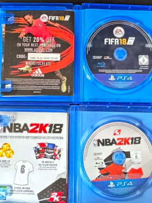 Fifa 18 and NBA2K18 PS4 games used, with cases and inserts