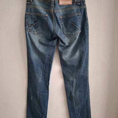 Vintage Y2K John Galliano Low Rise Newspaper Jeans like new, blue